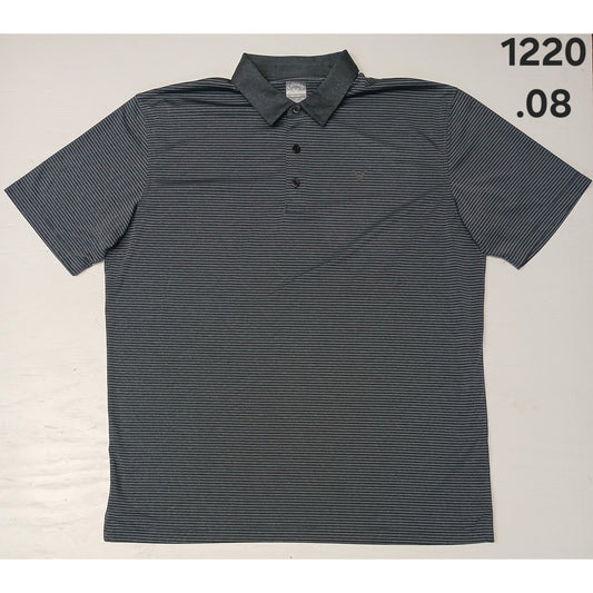 Callaway (XL) Charcoal Collar Button Striped Golf Polo Shirt