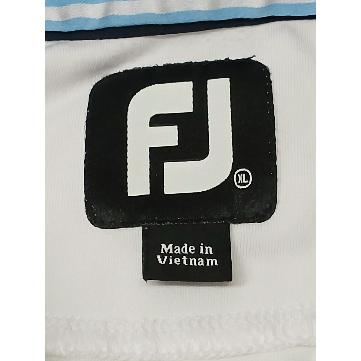 Foot Joy (XL) White Blue Stripe Short Sleeve Golf Polo Shirt