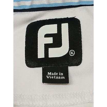 Foot Joy (XL) White Blue Stripe Short Sleeve Golf Polo Shirt