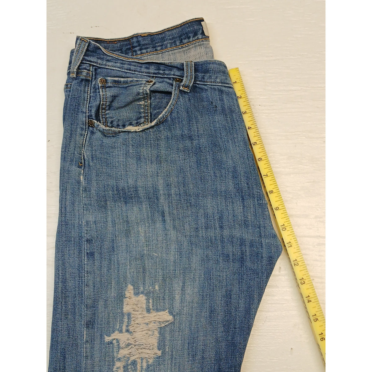 Levi's 501 (36x31) Straight Leg Relaxed Fit Distressed Denim Jeans