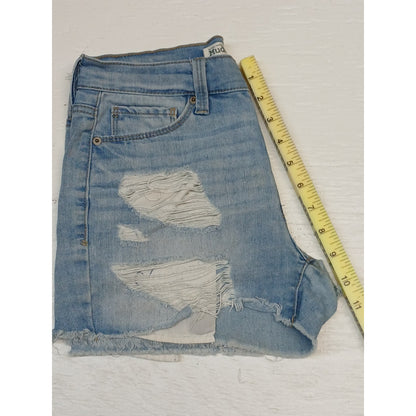 Mudd (5) Flex Stretch High Rise Shortie Light Denim Shorts