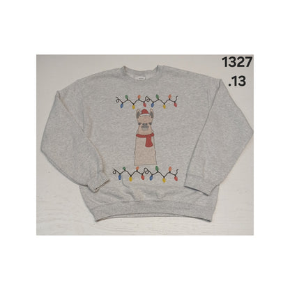 Gildan (Medium) Gray Funny Xmas Lama Ugly Pullover Sweater