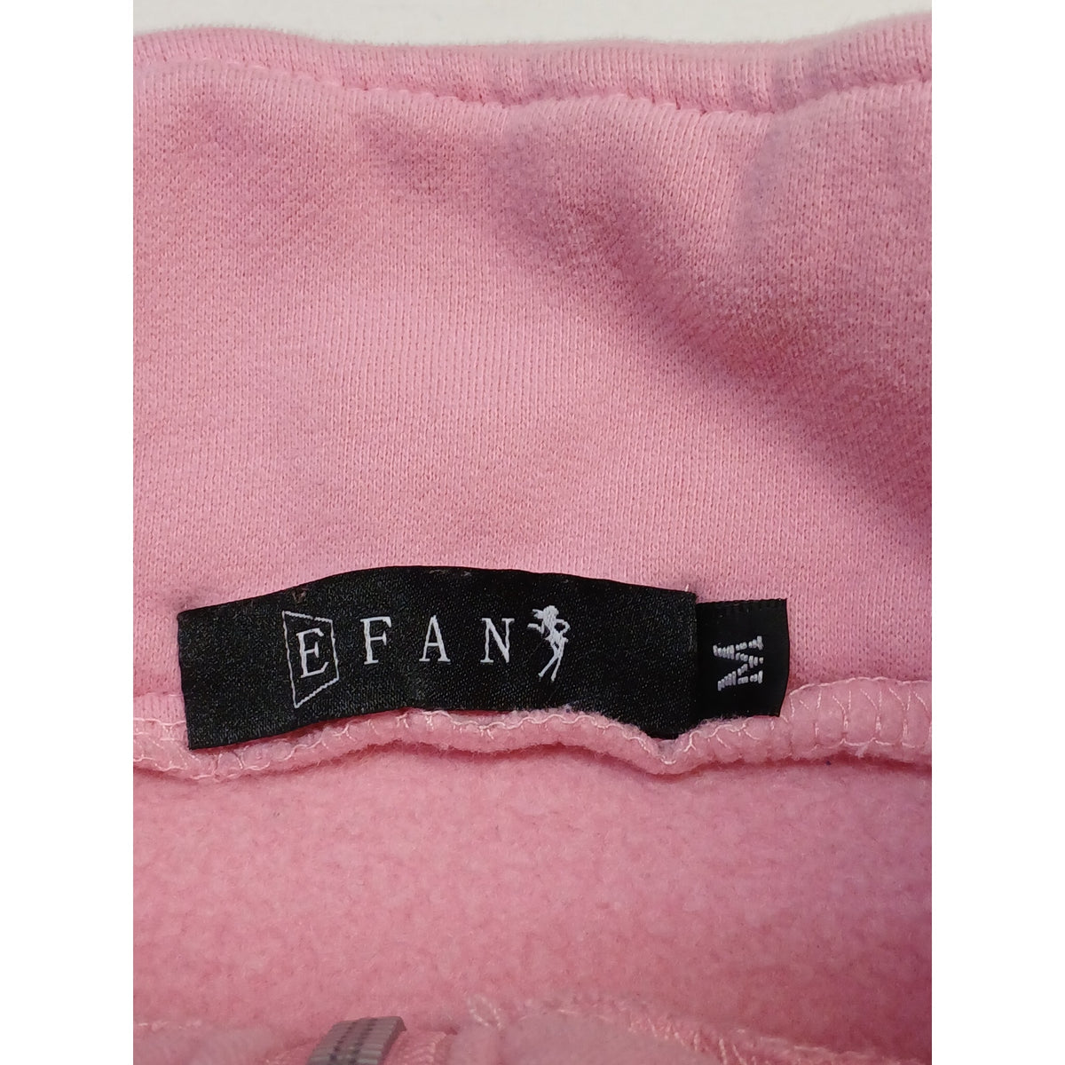 EFan (Medium) Pink 1/4 Zip Cropped Pullover Sweatshirt