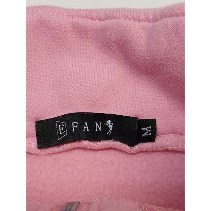 EFan (Medium) Pink 1/4 Zip Cropped Pullover Sweatshirt