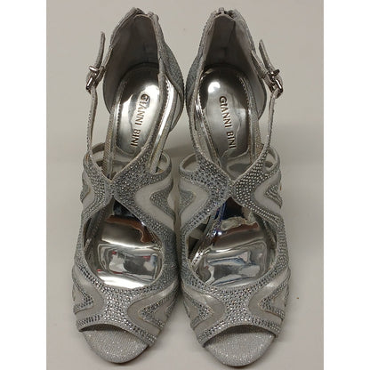 Gianni Bini (10M) Sharissah Silver Rhinestone Stiletto High Heels