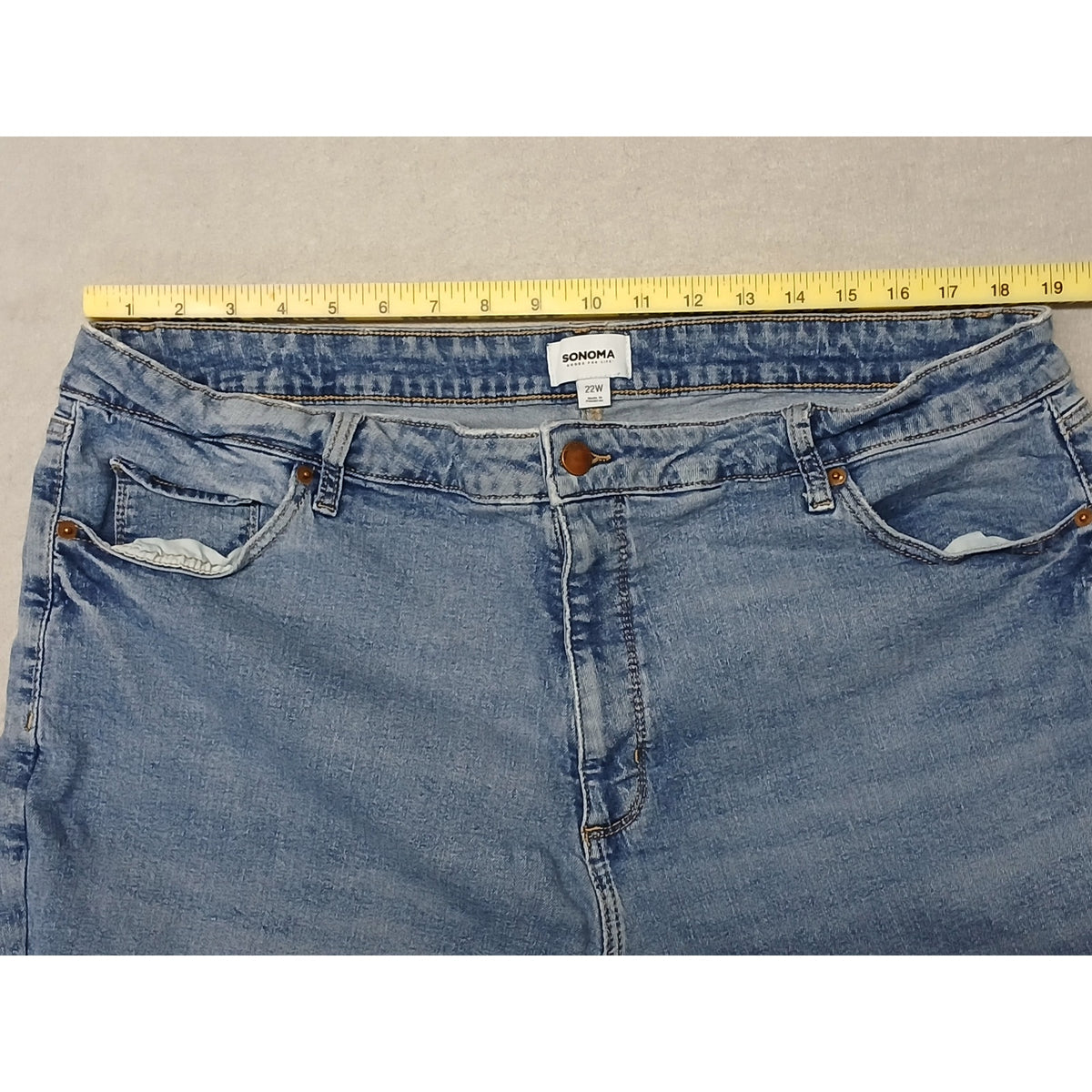 Sonoma (22W) High Rise Straight Cotton Blend Blue Denim Jeans