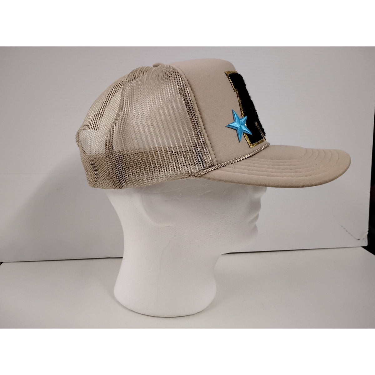 Otto Letter A with Smile Emoji (OSFM) Beige Snapback Cap