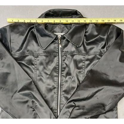 RAVE (Large) Women's 90's Black Faux Leather Zip Jacket