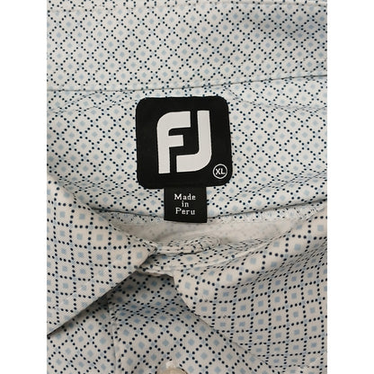 Foot Joy (XL) White Diamond Plaid Button Polo Collar Shirt