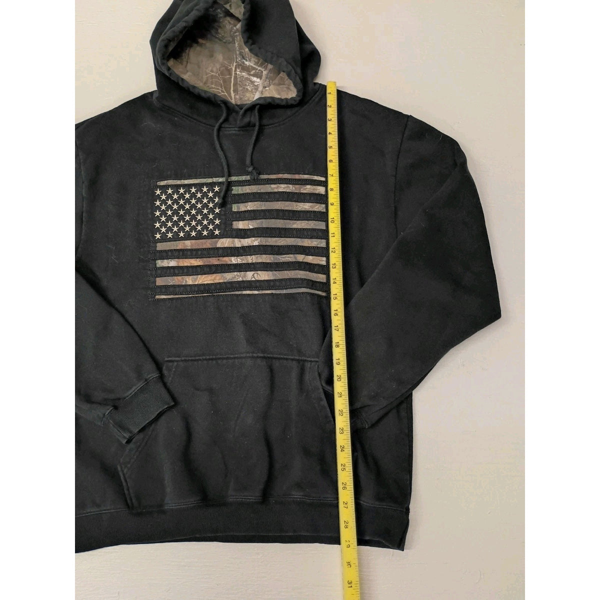 Buck Wear (XL) Black Camo American Flag Pullover Hoodie