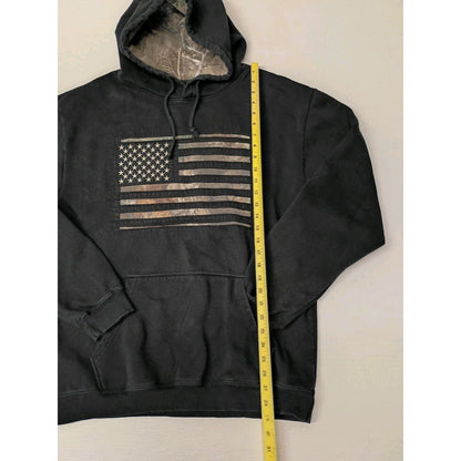 Buck Wear (XL) Black Camo American Flag Pullover Hoodie