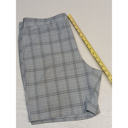 Perry Ellis (40) Gray Plaid Flat Front Dress Chino Shorts