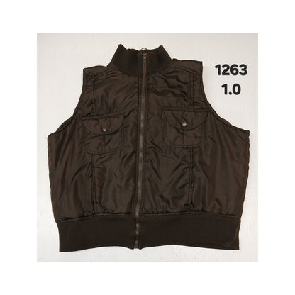 Pink SOUP (3X) Brown Cropped Puffer Vest Sleeveless Jacket