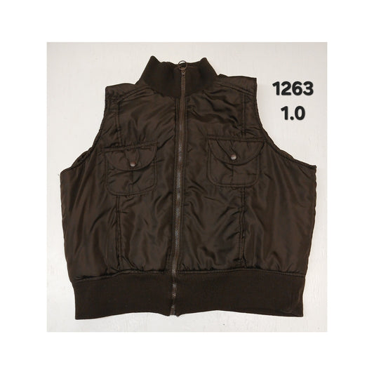 Pink SOUP (3X) Brown Cropped Puffer Vest Sleeveless Jacket