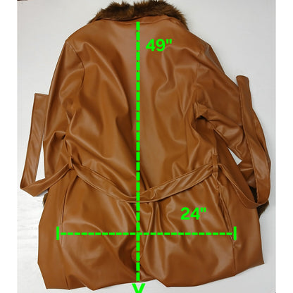 Halloween Brown Full Faux Leather Knee Length Pimp Suit