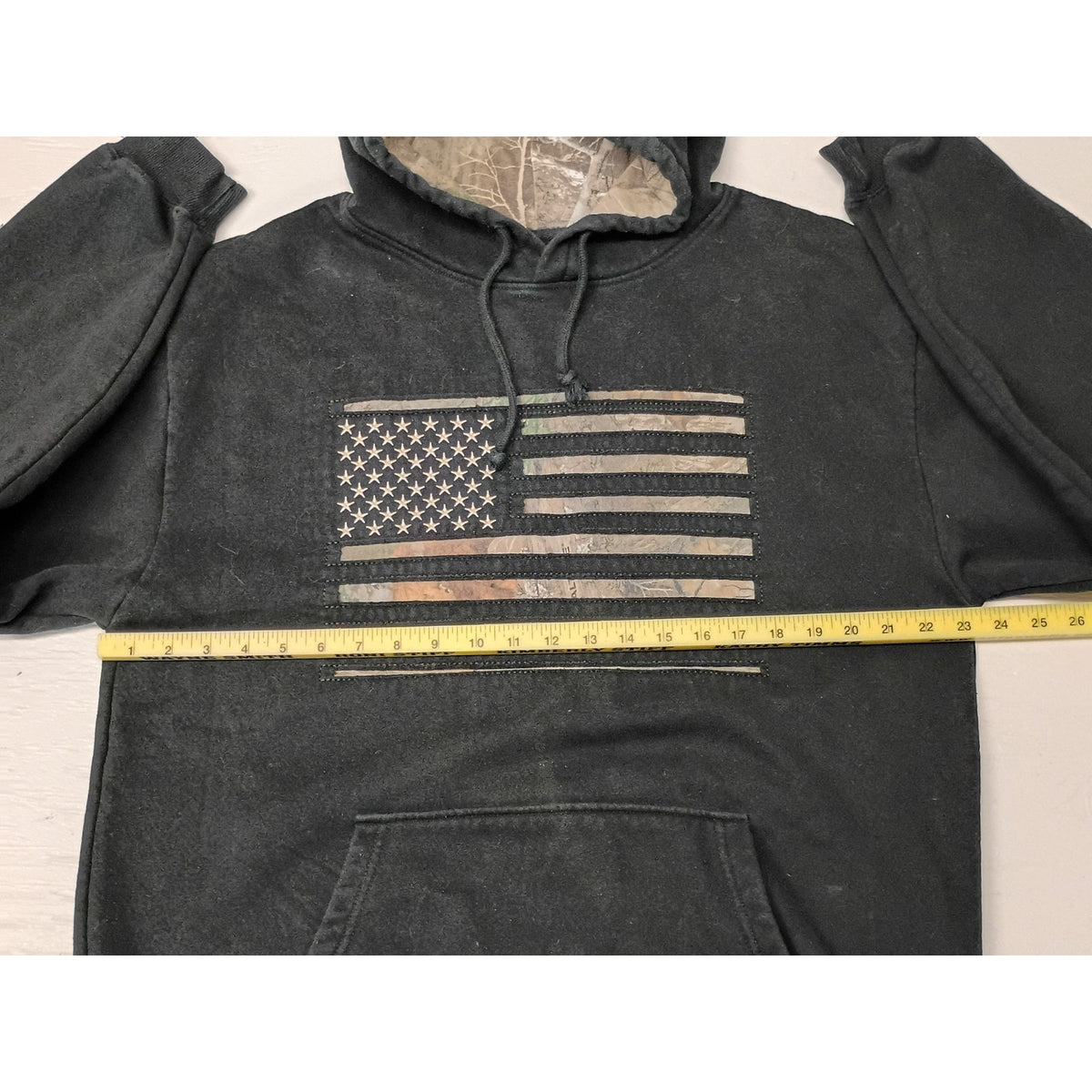 Buck Wear (XL) Black Camo American Flag Pullover Hoodie