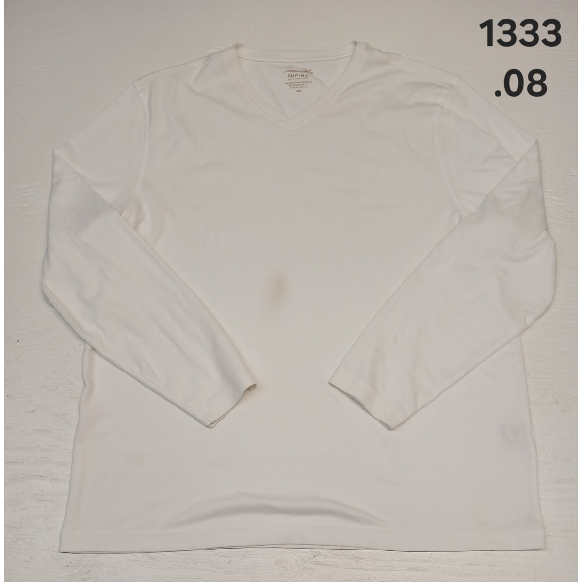 Tasso Elba (XL) White V-Neck Supima Cotton Sweatshirt