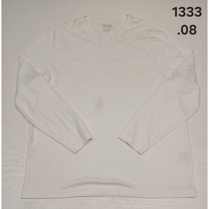 Tasso Elba (XL) White V-Neck Supima Cotton Sweatshirt