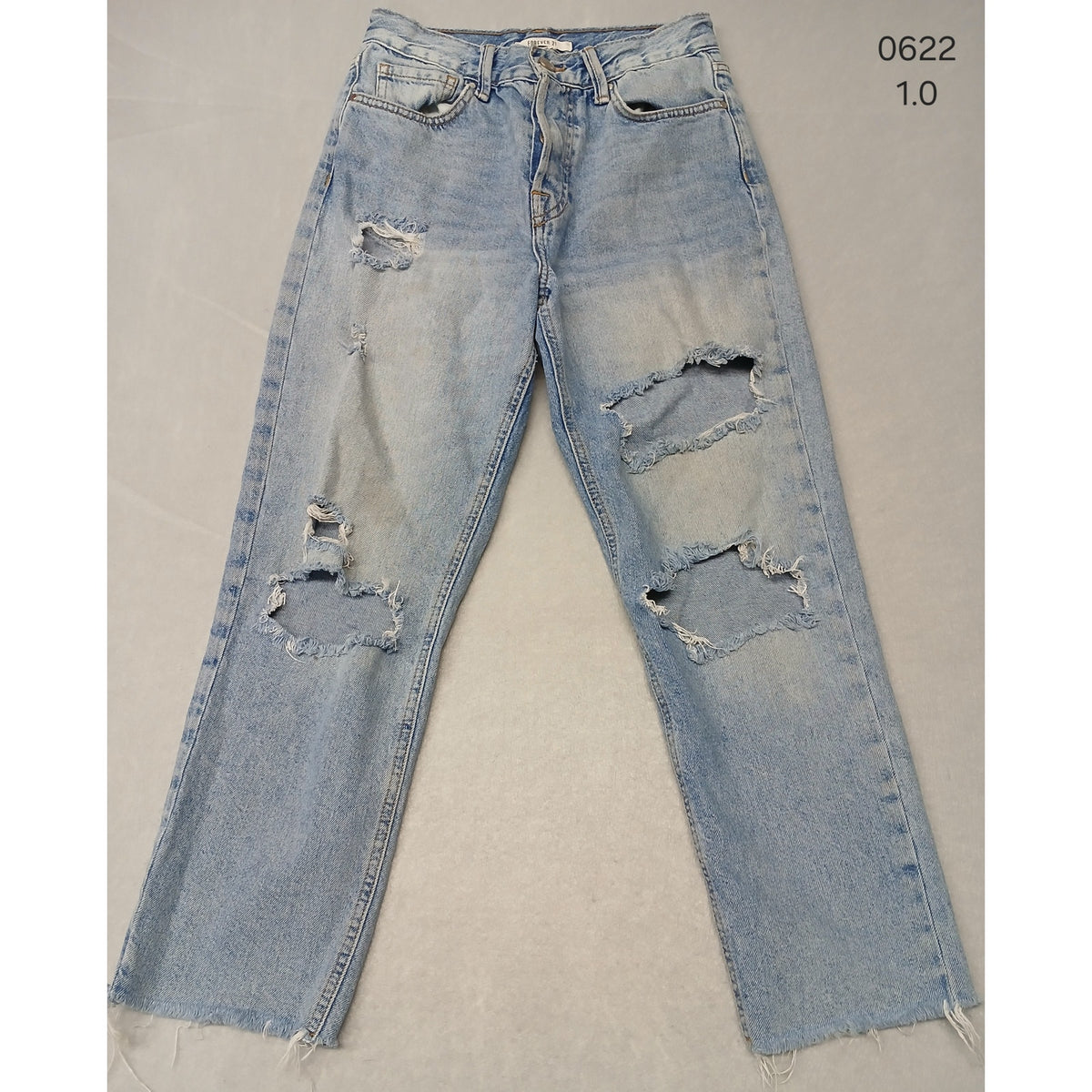 Forever 21 (24) Rugged Relaxed High Ankle Blue Denim Jeans