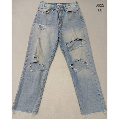 Forever 21 (24) Rugged Relaxed High Ankle Blue Denim Jeans
