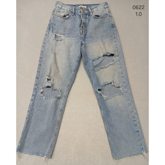 Forever 21 (24) Rugged Relaxed High Ankle Blue Denim Jeans