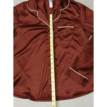 Stars Above (Small) Maroon Silk Notch Collar Button PJ's