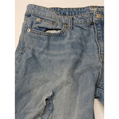 Gap Sexy Boyfriend (10) Relaxed Fit Ripped Blue Denim Jeans