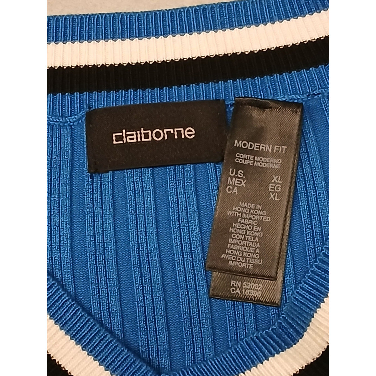 Claiborne Multicolor (XL) Stretch Long Sleeve V-Neck Sweater