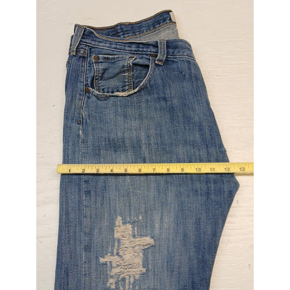 Levi's 501 (36x31) Straight Leg Relaxed Fit Distressed Denim Jeans