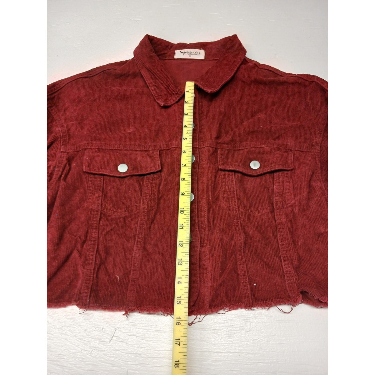 Impressions (Medium) Maroon  Corduroy Crop Trucker Jacket