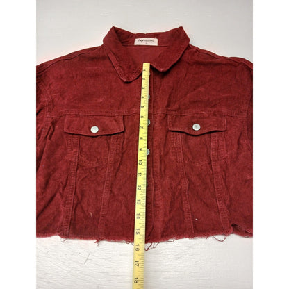Impressions (Medium) Maroon  Corduroy Crop Trucker Jacket