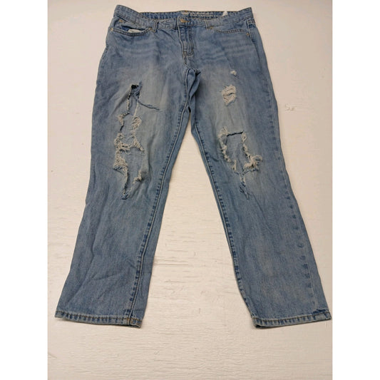 Gap Sexy Boyfriend (10) Relaxed Fit Ripped Blue Denim Jeans