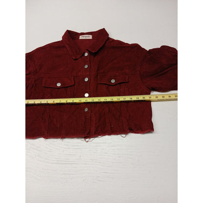 Impressions (Medium) Maroon  Corduroy Crop Trucker Jacket