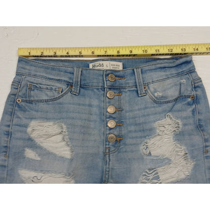 Mudd (5) Flex Stretch High Rise Shortie Light Denim Shorts