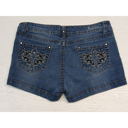 Arco Iris (11) Rhinestone Festival Blue Denim Chino Shorts