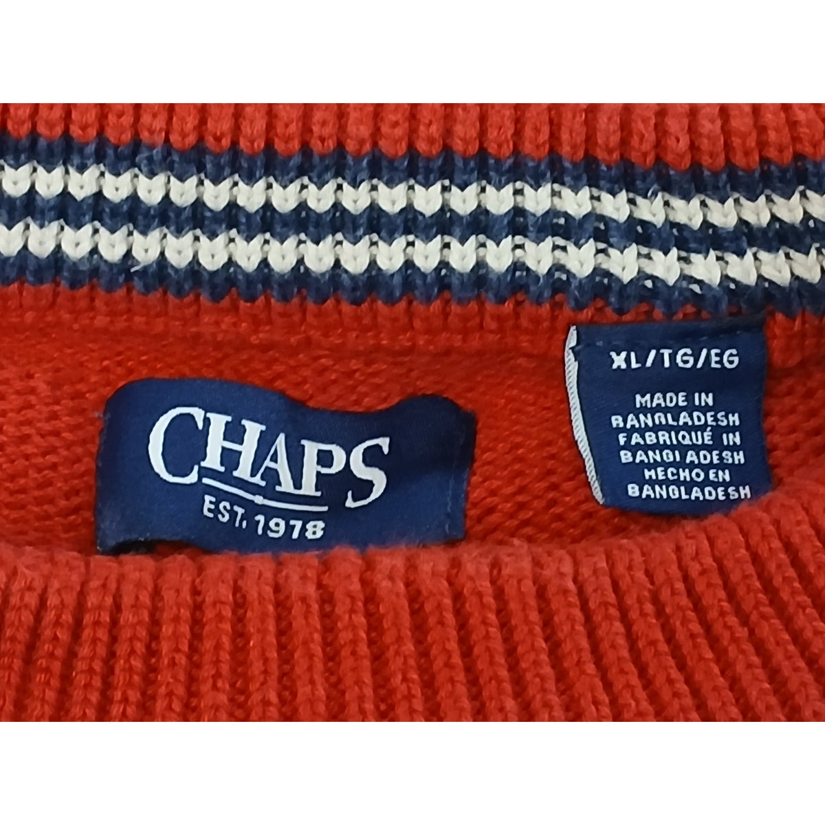 CHAPS (XL) Red Knitted Crew Neck Pullover Sweater