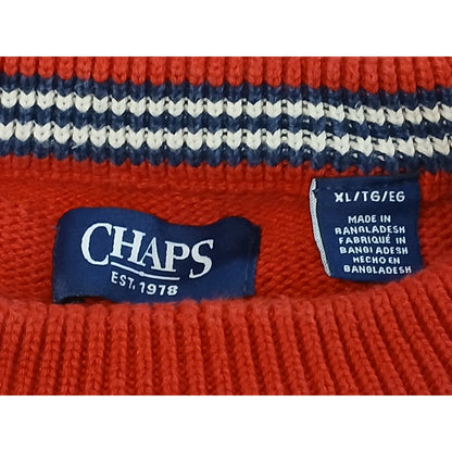 CHAPS (XL) Red Knitted Crew Neck Pullover Sweater