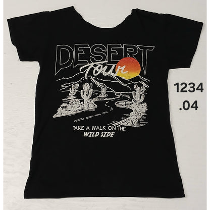 Desert Tour (M) Black Cut off Collar Short Sleeve TShirt