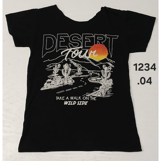 Desert Tour (M) Black Cut off Collar Short Sleeve TShirt