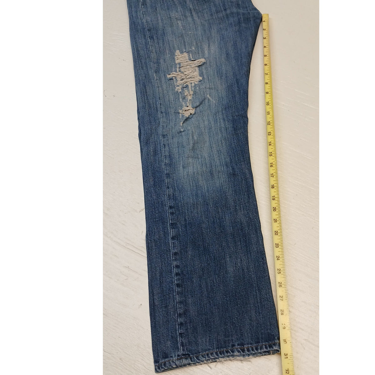 Levi's 501 (36x31) Straight Leg Relaxed Fit Distressed Denim Jeans