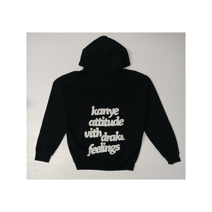 Gildan (Medium) Black Pocket Back Printed Pullover Hoodie