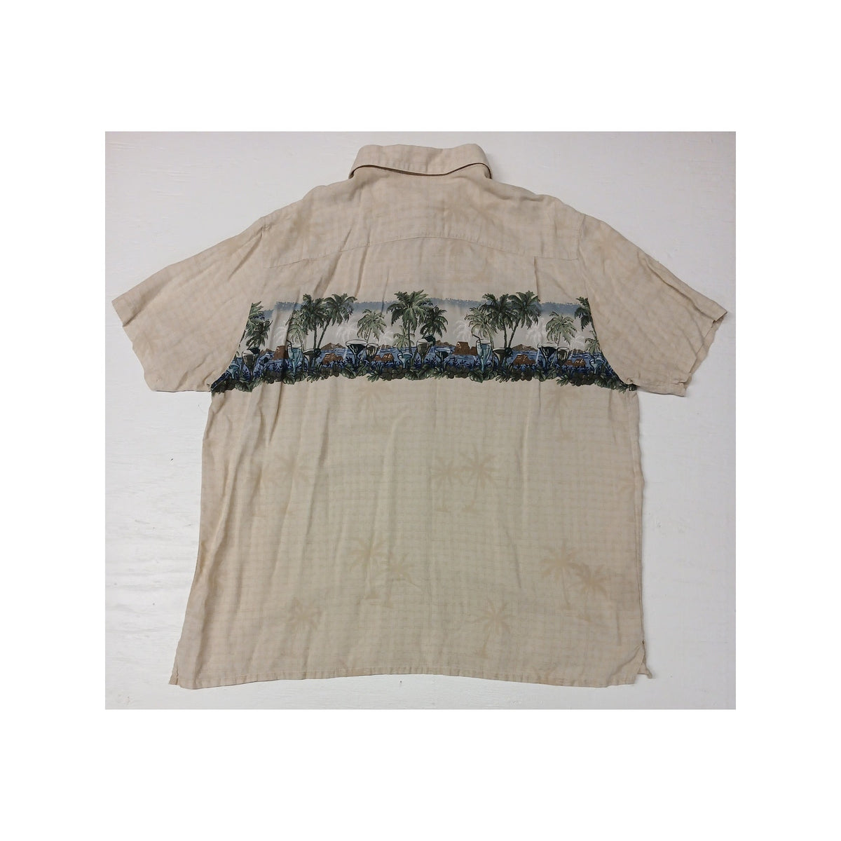 Croft & Barrow (2XB) Beige Palm Tree Big & Tall Button Shirt
