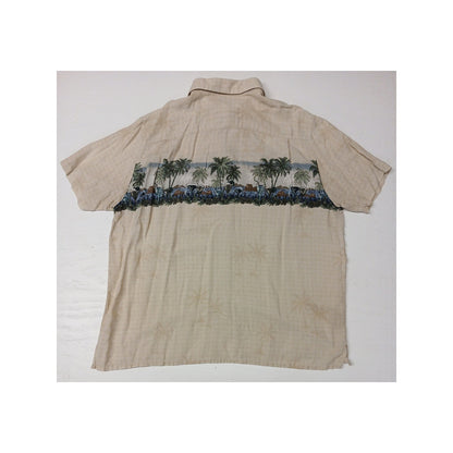 Croft & Barrow (2XB) Beige Palm Tree Big & Tall Button Shirt