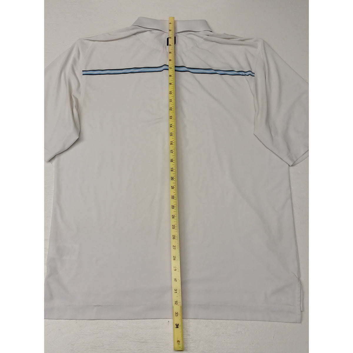 Foot Joy (XL) White Blue Stripe Short Sleeve Golf Polo Shirt
