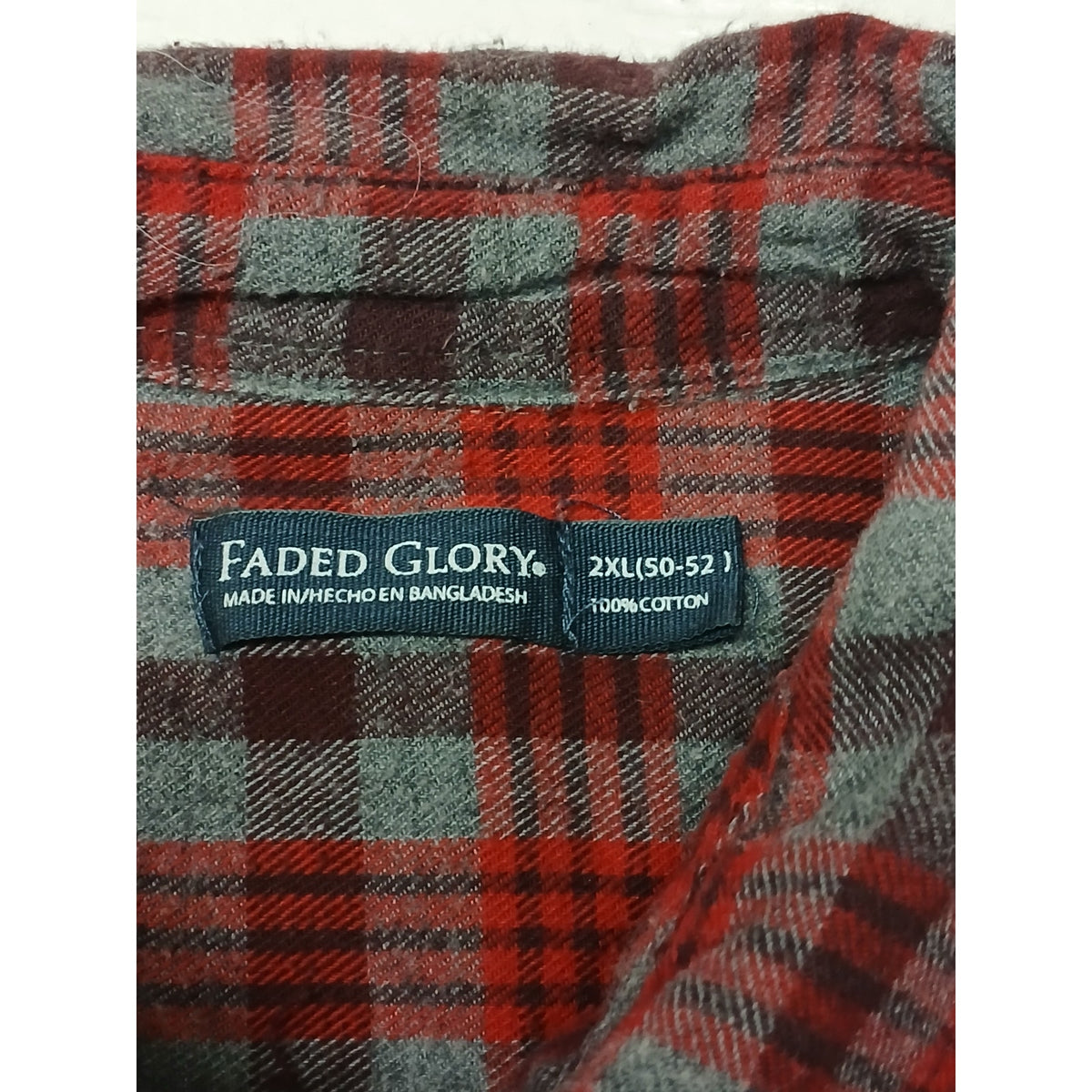 Faded Gory (2XL) Red Plaid Long Sleeve Button Flannel Shirt