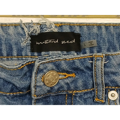 Mustard Seed (Large) Frayed Hem Light Blue Denim Jean Shorts