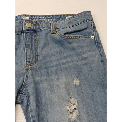 Gap Sexy Boyfriend (10) Relaxed Fit Ripped Blue Denim Jeans