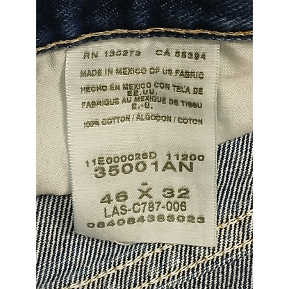 Wrangler (46x32) Rugged Relaxed Straight Blue Denim Jeans
