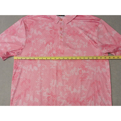 Yatta Golf (XL) Pink Short Sleeve Silk Button Polo Shirt