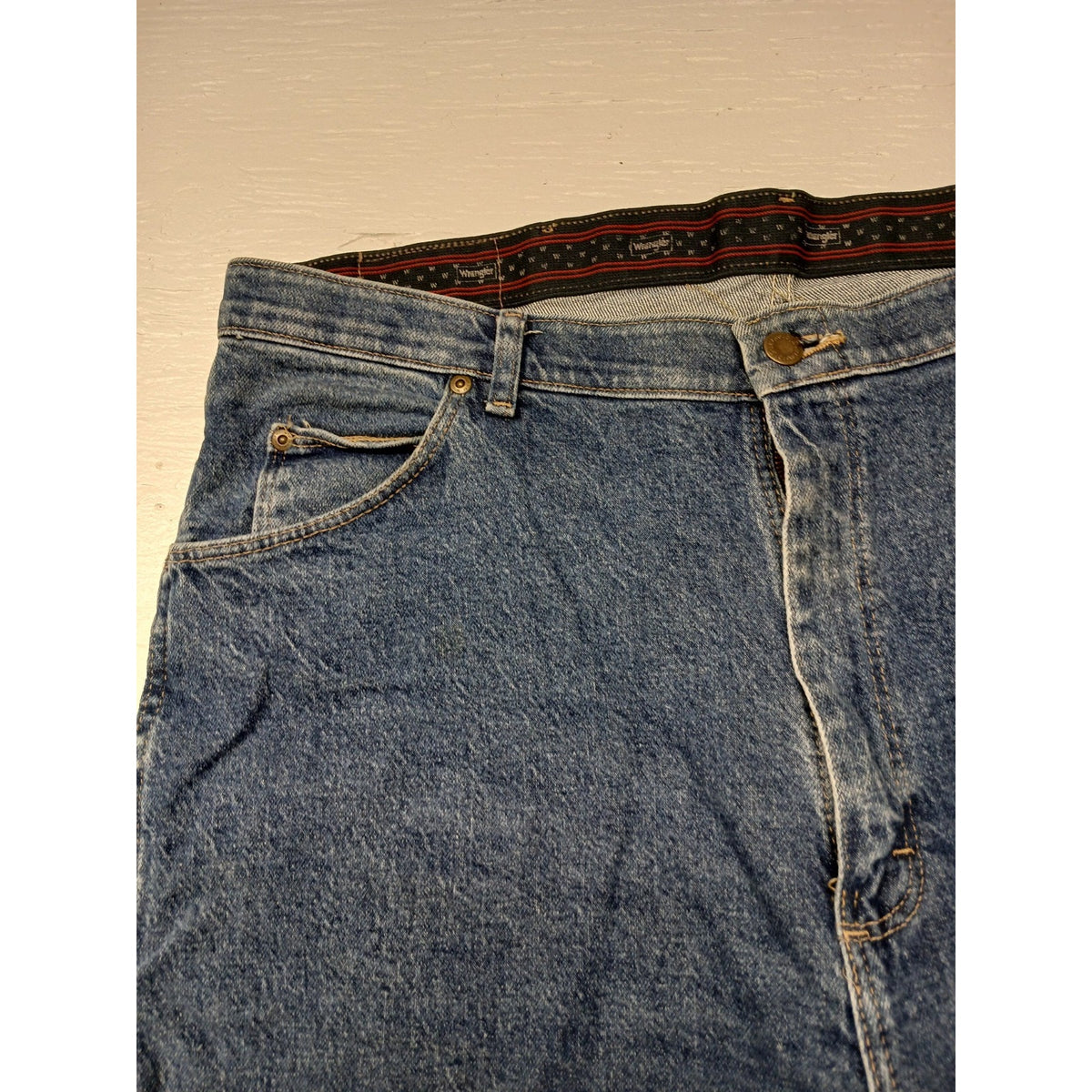 Wrangler (38x32) Men's Straight Blue Denim Jeans